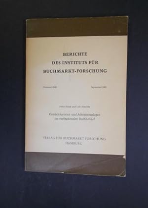 Image du vendeur pour Kundenkartei und Adressieranlagen im verbreitenden Buchhandel mis en vente par Antiquariat Strter