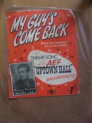 Image du vendeur pour My Guy's Come Back - Theme Song of the AEF Uptown Hall mis en vente par EbenezerBooks