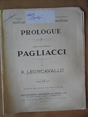 Image du vendeur pour Prologue from the Opera Pagliacci mis en vente par EbenezerBooks