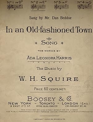 In an Old Fashioned Town Song no. 2 in E flat as Sung By Dan Beddoe - Vintage Sheet Music