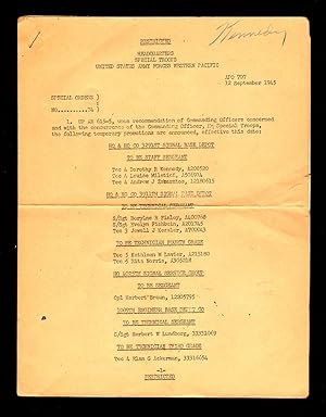 World War II Restricted Promotions List, 12 September 1945 / Headquarters, Special Troops, United...
