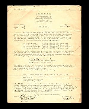 World War II Restricted Extract, 29 April 1944 / Camp Forrest, Tullahoma, TN / Army Service Force...