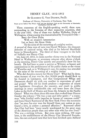 Bild des Verkufers fr HENRY CLAY, 1852-1952. zum Verkauf von Legacy Books