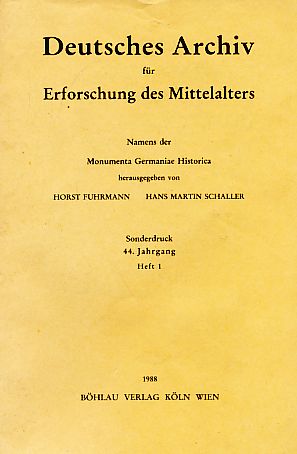 Seller image for Deutsches Archiv fr Erforschung des Mittelalters. 44. Jg. Heft 1. Sonderdruck. for sale by Fundus-Online GbR Borkert Schwarz Zerfa