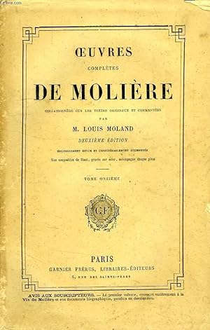 Seller image for OEUVRES COMPLETES DE MOLIERE, TOME XI for sale by Le-Livre