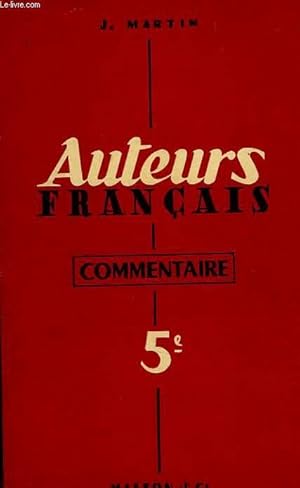 Seller image for AITEURS FRANCAIS, CLASSES DE 5e, COMMENTAIRE for sale by Le-Livre