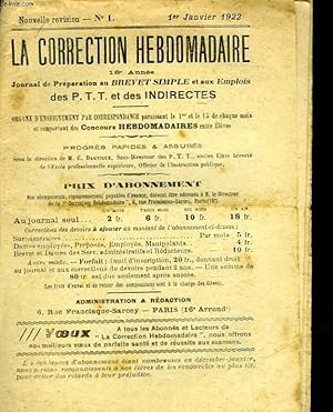 Image du vendeur pour LA CORRECTION HOBDOMADAIRE - 18 ANNEE - N1 mis en vente par Le-Livre