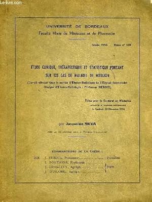 Immagine del venditore per ETUDE CLINIQUE, THERAPEUTIQUE ET STATISTIQUE PORTANT SUR 123 CAS DE MALADIE DE HODGKIN venduto da Le-Livre