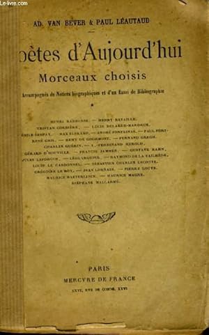 Bild des Verkufers fr POETES D'AUJOUR'HUI, MORCEAUX CHOISIS, TOME 1 zum Verkauf von Le-Livre