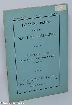 Japanese Prints from an Old Time Collection to be sold by auction Wednesday evening, December 21s...