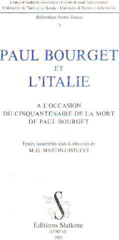 Paul bourget et l'italie a l'occasion du cinquantenaire de la mort de paul bourget