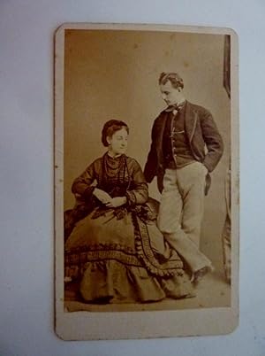 Fotografia all'albumina "RITRATTO DI COPPIA - BRADY'S NATIONAL POTRAIT GALLERIES Washington" 1880...