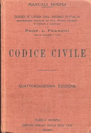 CODICE CIVILE, Milano, Hoepli Ulrico, 1936