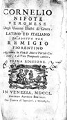 CORNELIO NIPOTE, veronese. Vite degli uomini illustri di Grecia in latino ed italiano, Venezia, B...