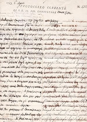 Lettera-petizione in doppio foglio (mm.225 x 330) con firma autografa di Ferdinando, Tip, lit. La...