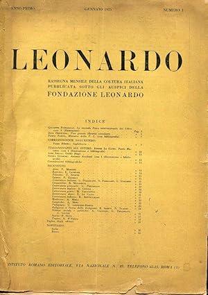 LEONARDO - rassegna mensile della coltura italiana prime tre annate 1925/1927 - Direrttore PREZZO...