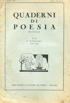 QUADERNI DI POESIA - ANNO VIII - 1937 - fasc. n. 10 - ottobre , Milano, Quaderni di poesia, 1937