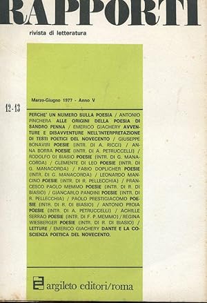 RAPPORTI, rivista di letteratura - fasc. n. 12-13 maggio.giugno 1977, Roma, Argileto editori, 1977