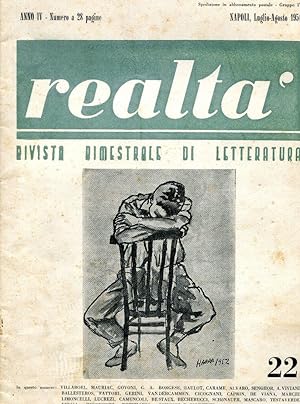 REALTA' , bimestrale di lettere ed arti 1956-1957-1958 diretto da LIONELLO FIUMI e RENATO CANNAVA...