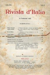 RIVISTA D'ITALIA - Anno XXV - fasc. II ( 15 febbraio '22 ), Milano, Unitas, 1922