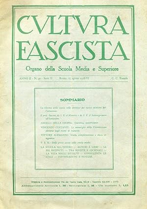 CULTURA FASCISTA, organo della scuola media e superiore 1928 (Tre fascicoli), Roma, Arte della st...