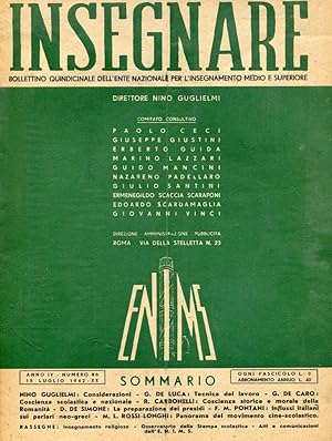 INSEGNARE, quindicinale per la scuola 1942, Roma, Nuove grafiche, 1942