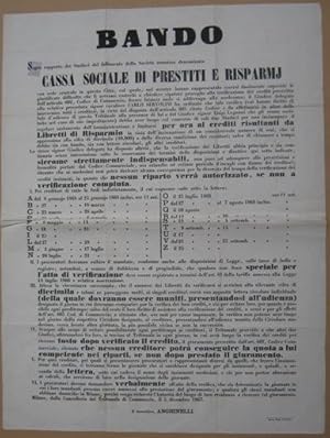 CASSA SOCIALE DI PRESTITI E RISPARMJ DI MILANO (15 marzo 1869), Milano, Stamperia Reale, 1869