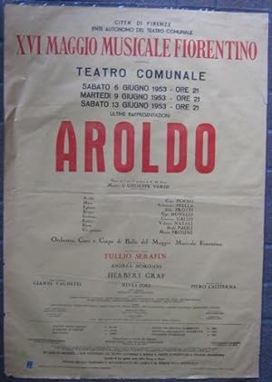 MANIFESTO MAGGIO MUSICALE FIORENTINO - 1953 - "L'AROLDO di GIUSEPPE VERDI", Firenze, S.T.I.A.V., ...