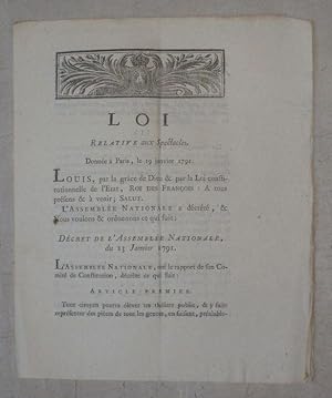 Loi Relative aux Spectacles, donnée à Paris Le 19 Janvier 1791