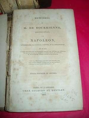 MEMOIRES DE M .DE BOURRIENNE MINISTRE D'ETAT SUR NAPOLEON (10 Volumes Bound in 5)