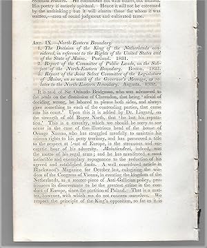 Seller image for The Decision Of The King Of The Netherlands Considered In Reference To The Rights Of The United States / Report Of The Committee of Public Lands On The Subject Of The North - Eastern Boundary / Report Of The Joint Select Committee Of The Legislature Of Maine, Book Review for sale by Legacy Books II