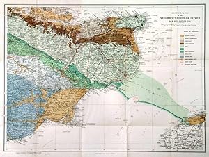 GEOLOGICAL MAP OF THE NEIGHBOURHOOD OF DOVER. A detailed folding geological map of the area of ...