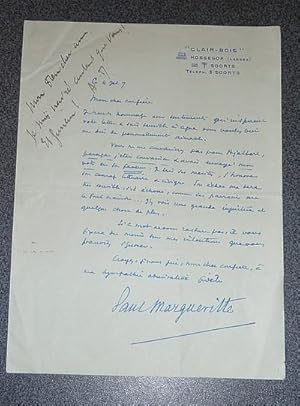 Lettre autographe signée concernant l'Académie Goncourt