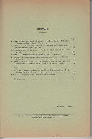 Seller image for MAMMALIA - Tome 23 - n 2 - Juin 1959 for sale by CANO