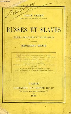Immagine del venditore per RUSSES ET SLAVES, ETUDES POLITIQUES ET LITTERAIRES, 2e SERIE venduto da Le-Livre