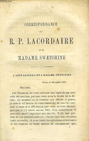 Bild des Verkufers fr CORRESPONDANCE DU R.P. LACORDAIRE ET DE MADAME SWETCHINE zum Verkauf von Le-Livre