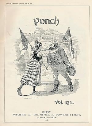 Bild des Verkufers fr Punch, Or the London Charivari. Half leather cover. January - June 1908. Volume 134 zum Verkauf von Barter Books Ltd