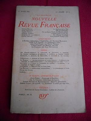 Seller image for La nouvelle Nouvelle Revue Francaise - 1ere annee n 3 for sale by Frederic Delbos