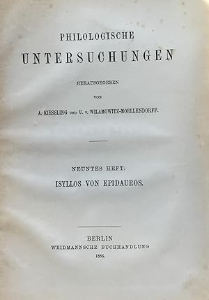 Seller image for Philologische Untersuchungen. for sale by FOLIOS LIMITED