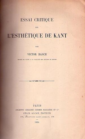 Image du vendeur pour ESSAI CRITIQUE SUR L'ESTHETIQUE DE KANT mis en vente par Buenos Aires Libros