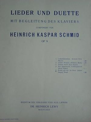 Immagine del venditore per Komm, gib mir die Hand. Op. 9/5. No. 5 aus "Lieder und Duette mit Begleitung des Klaviers" / nach einem Gedicht von Albert Sergel. Hier: Duett-Ausgabe fr Klavier mit berlegten Singstimmen / deutscher Text / hohe Lagen. Erstausgabe. venduto da Antiquariat Tarter, Einzelunternehmen,