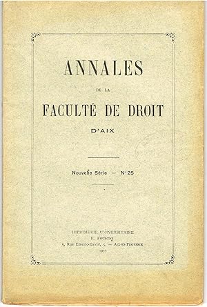 Annales de la Faculté de droit d'Aix. Nouvelle Série n°25. Documents notariés provençaux du XIIIè...