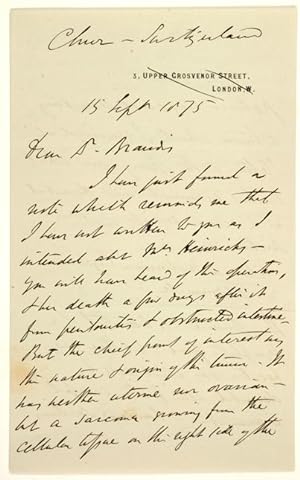 Bild des Verkufers fr ALS - Eigenhndiger Brief mit Unterschrift. zum Verkauf von Antiq. F.-D. Shn - Medicusbooks.Com