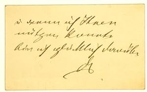 ALS - Eigenhändiges Billet mit Unterschrift (Paraphe) auf seiner gestochenen Visitenkarte.