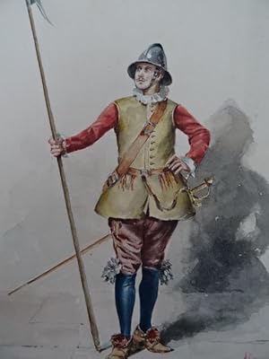 (1873). Wachposten (bzw. Soldat) mit Lanze in der Hand. Aquarell auf Papier. Florenz, 1893. Signi...