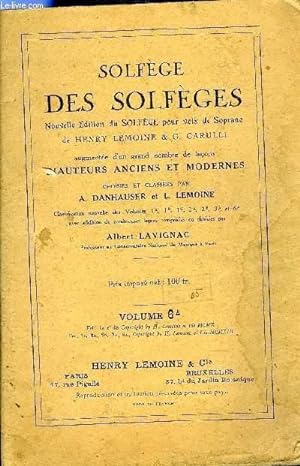 Image du vendeur pour SOLFEGE DES SOLFEGES VOLUME 6A mis en vente par Le-Livre