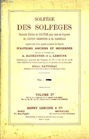 Image du vendeur pour SOLFEGE DES SOLFEGES VOLUME 3C mis en vente par Le-Livre