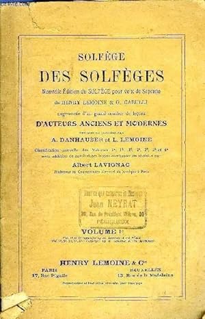 Image du vendeur pour SOLFEGE DES SOLFEGES VOLUME 1C mis en vente par Le-Livre