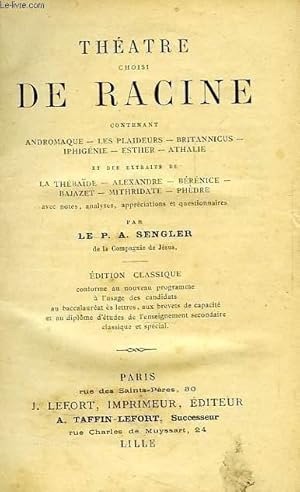 Bild des Verkufers fr THEATRE DE RACINE zum Verkauf von Le-Livre