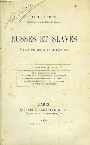 Immagine del venditore per RUSSES ET SLAVES, ETUDES POLITIQUES ET LITTERAIRES venduto da Le-Livre